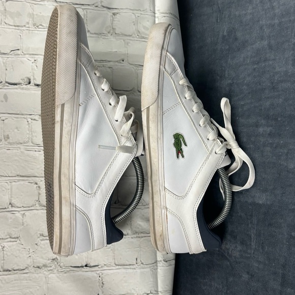 Lacoste White and Blue Sneakers Casual Canvas Design - Picture 2 of 8